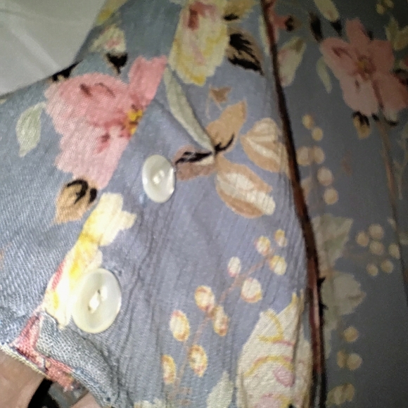 J.G.Hook Vintage Floral Print Pleated Button Down Lace Deco  Maxi Dress Size L - Picture 4 of 15